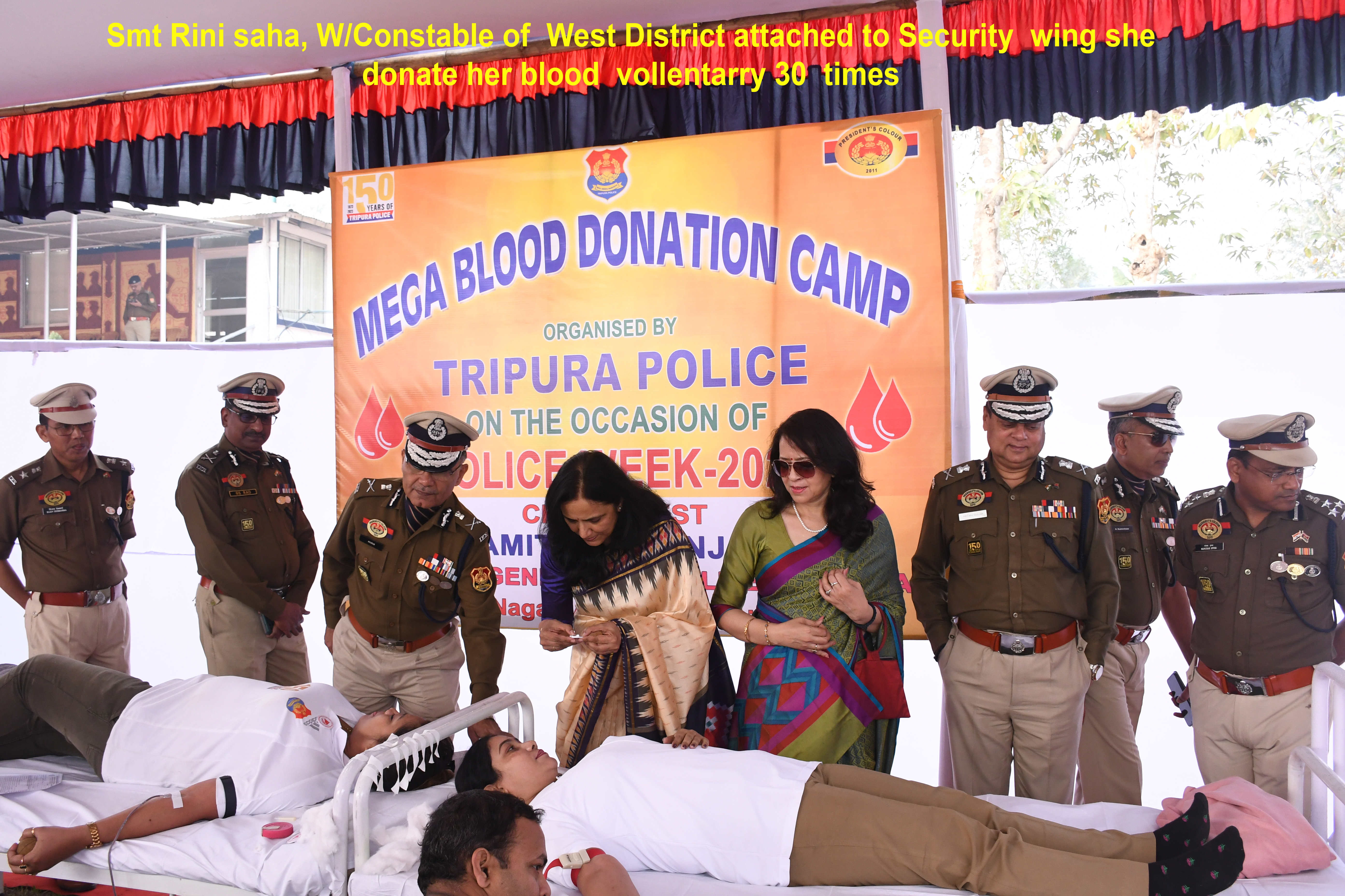 Smt Rini Saha, Women Constable of West district attached to SP Security Wing she voluntary donation her  blood in 30 times.